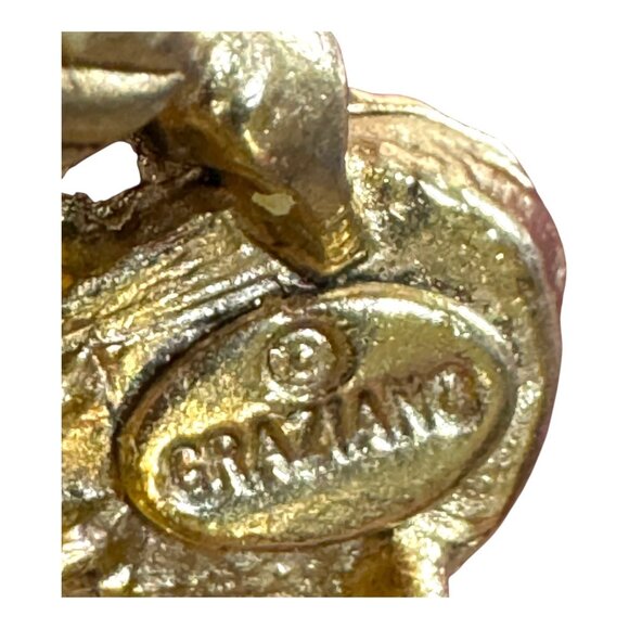 Vintage Pastel Cameo Seed Pearl Gold Tone Clip Earrings Graziano Signed RARE - Picture 3 of 8